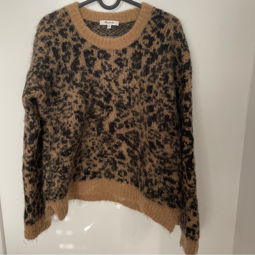 Madewell Crewneck Pullover Sweater in Leopard